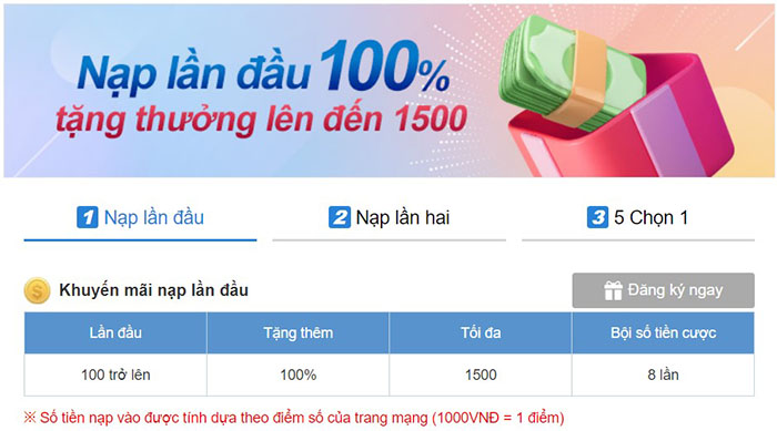 Khuyến mãi KU11 net đối với lần nạp đầu tiên